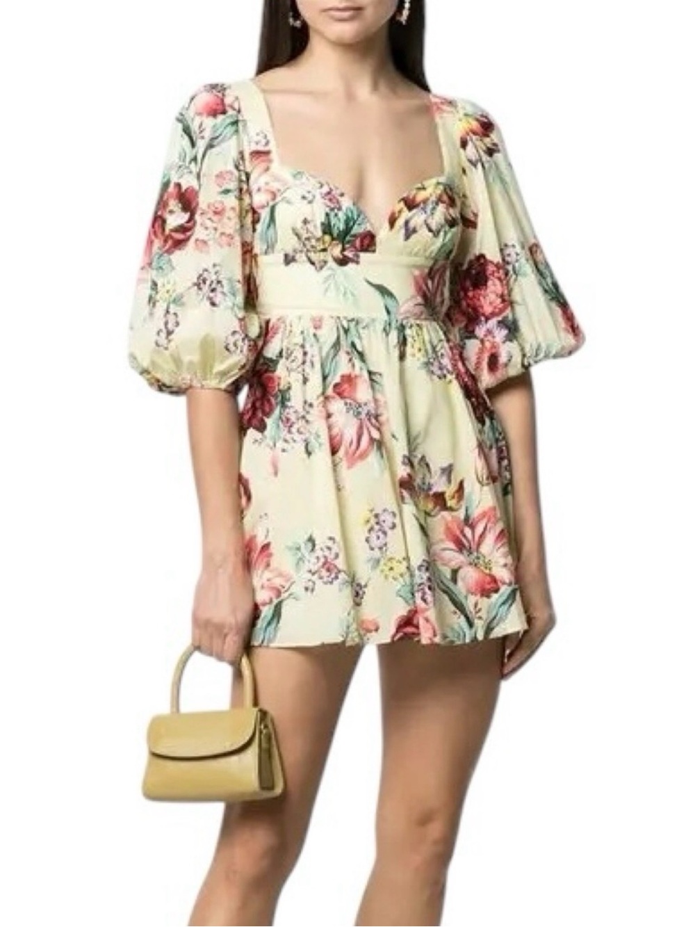 ALICE MCCALL Baby Dee Yellow Floral Puff Sleeve Cottagecore Mini Dress
